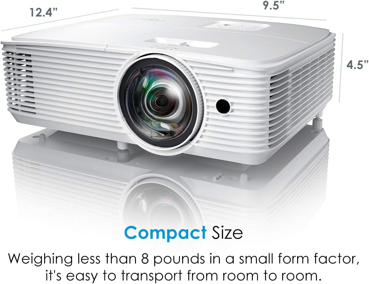 Optoma EH412ST Short Throw 1080P HDR Professional Projector | Super Bright 4000 Lumens | Business Presentations, Classrooms, or Meeting Rooms | 15,000 hour lamp life | Speaker Built In | Portable