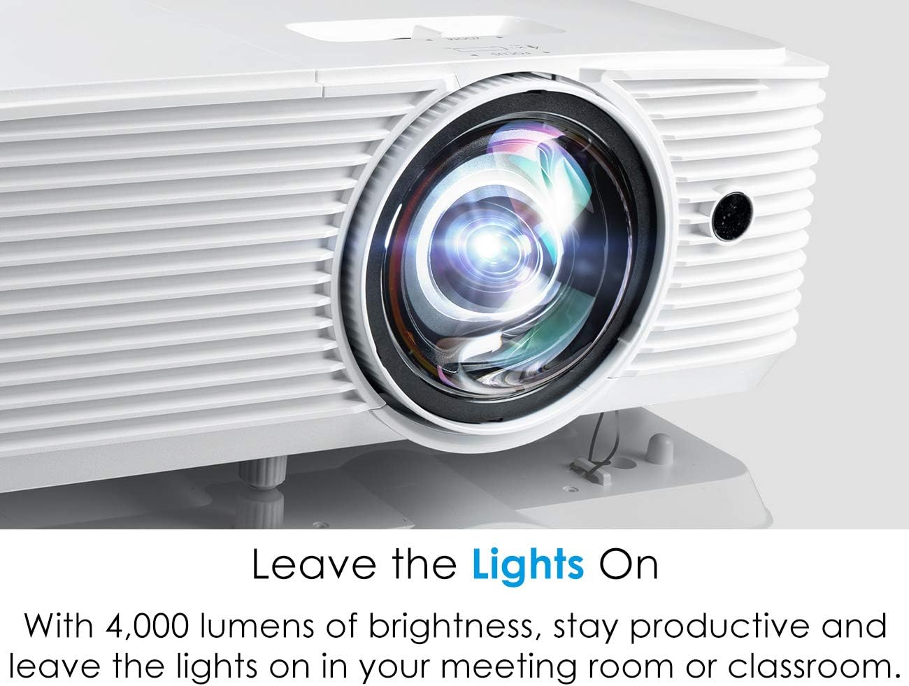 Optoma EH412ST Short Throw 1080P HDR Professional Projector | Super Bright 4000 Lumens | Business Presentations, Classrooms, or Meeting Rooms | 15,000 hour lamp life | Speaker Built In | Portable