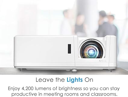 Optoma ZH406ST Short Throw Full HD Professional Laser Projector | DuraCore Laser Technology | High Bright 4200 lumens | 4K HDR Input | Four Corner Image Adjustment | Network Compatible