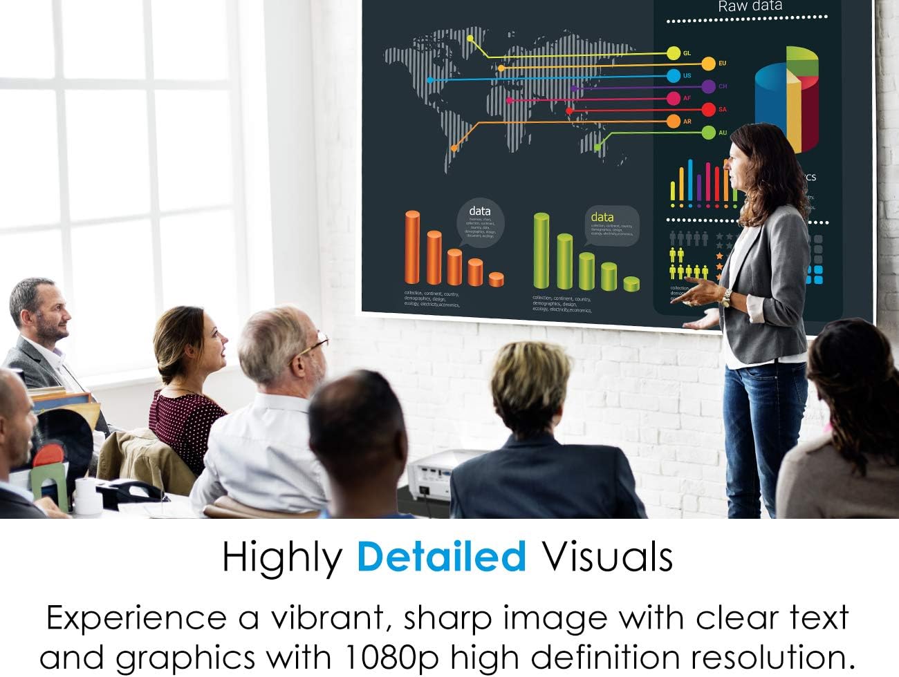 Optoma EH412ST Short Throw 1080P HDR Professional Projector | Super Bright 4000 Lumens | Business Presentations, Classrooms, or Meeting Rooms | 15,000 hour lamp life | Speaker Built In | Portable