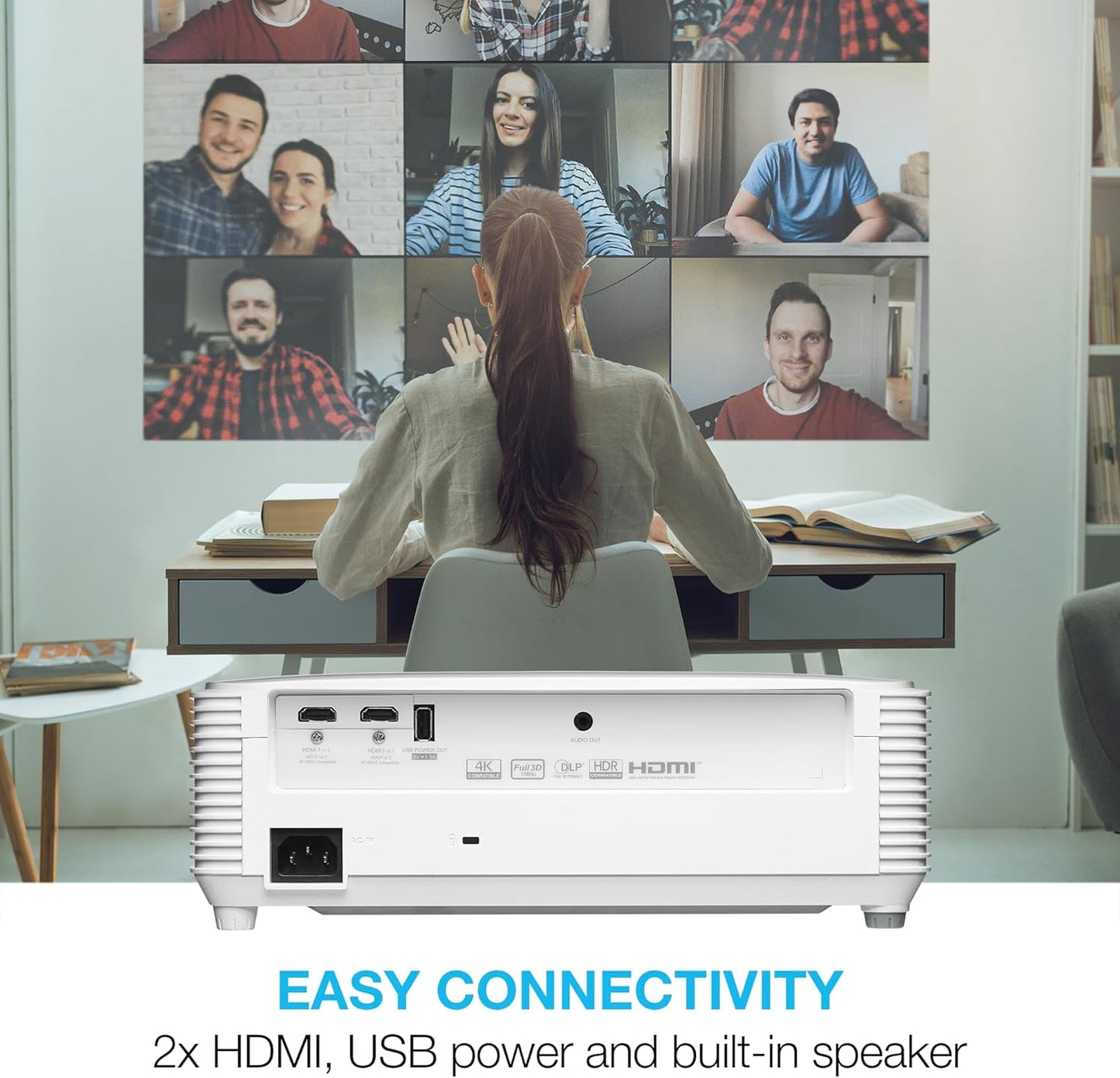 Optoma EH401 Compact Standard Throw Professional Projector – Full HD 1080p, 4000 Lumens, Business & Home Theater