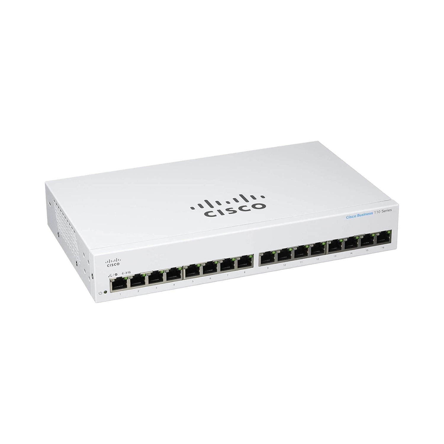 Cisco Business CBS110-16T-NA front view showing 16 Gigabit Ethernet ports