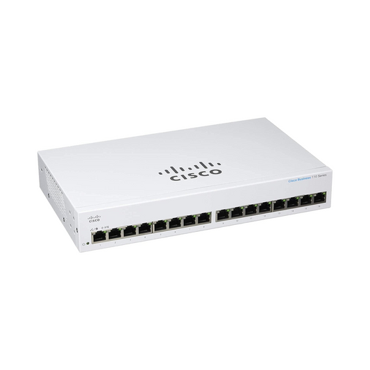 Cisco Business CBS110-16T-NA front view showing 16 Gigabit Ethernet ports