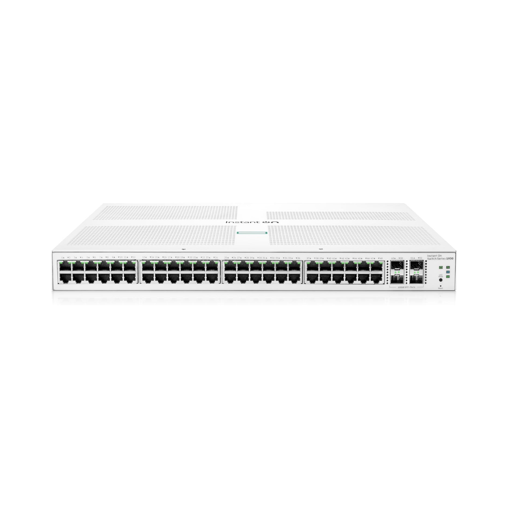 Fanless design of Aruba 1930 JL685A 48-port switch for silent operation in noise-sensitive offices.