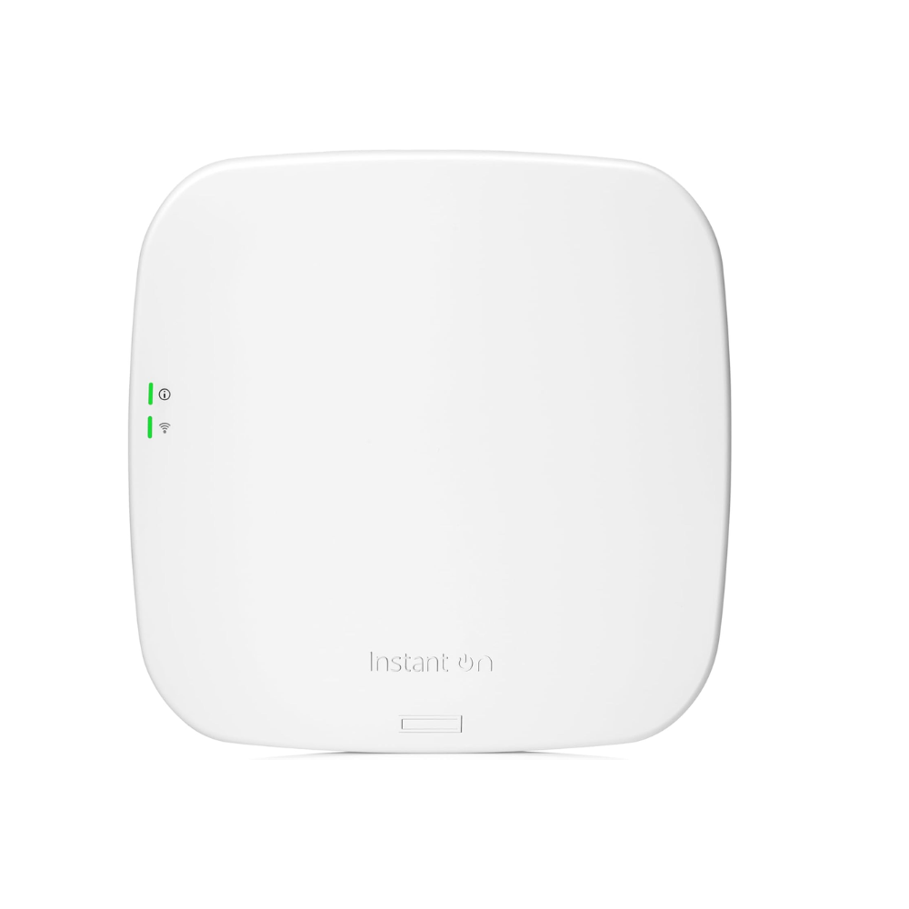 Front view of Aruba Instant On AP11 R2W95A WiFi 5 Indoor Access Point in sleek white.