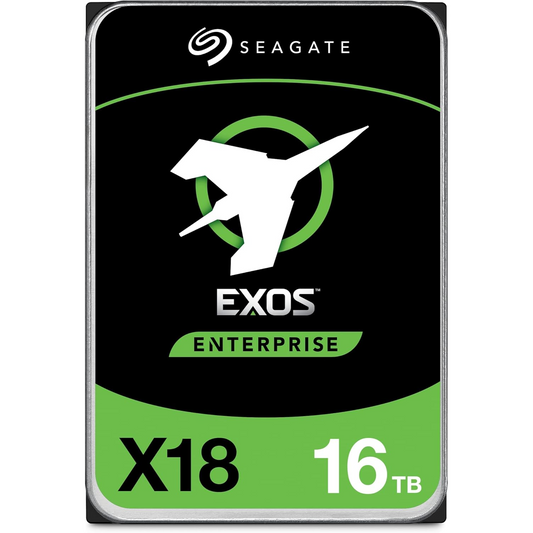 Seagate Exos X18 16TB Enterprise HDD - CMR 3.5 Inch Hyperscale SATA 6Gb/s, 7200 RPM, 512e and 4Kn FastFormat, Low Latency with Enhanced Caching (ST16000NM000J)