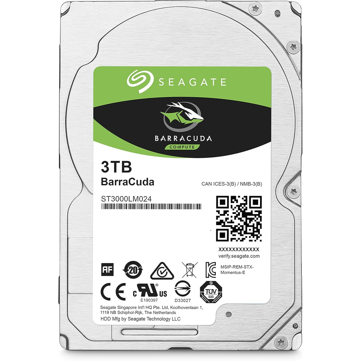 Seagate BarraCuda 3TB Internal Hard Drive HDD – 2.5 Inch Sata 6Gb/s 5400 RPM 128 MB Cache for Computer Desktop PC (ST3000LM024)