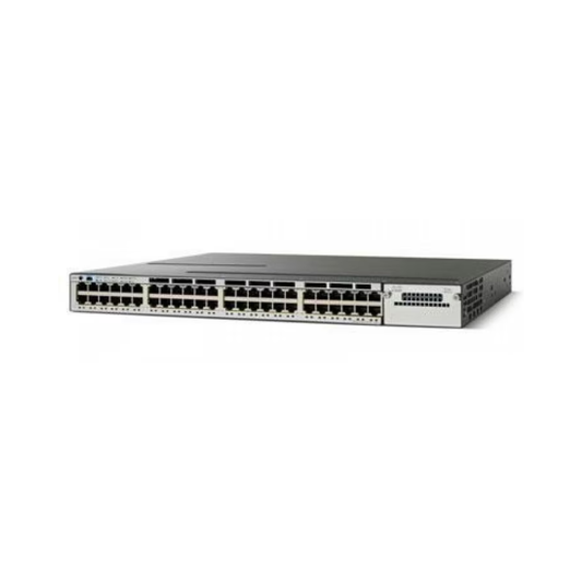 Cisco Catalyst 3750X-48T-S front view with 48 Gigabit Ethernet ports and StackWise technology