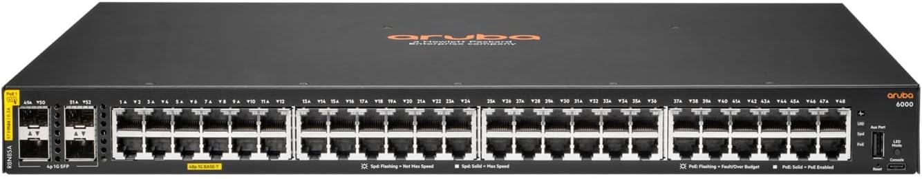 Aruba 6000 48G Class4 PoE 4SFP 370W Switch-R8N85A