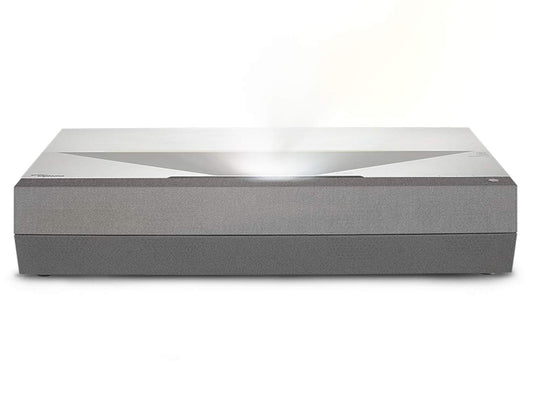 Silver electronic device on a white background