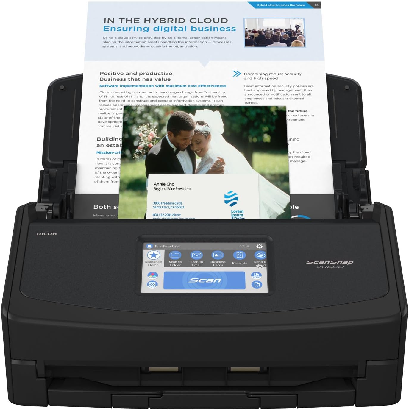 ScanSnap iX1600 Wireless or USB High-Speed Cloud Enabled Document ...