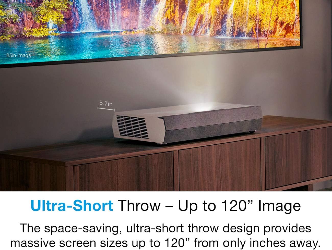 Optoma CinemaX P2 White Smart 4K UHD Laser Projector for Home Theater | 3000 Lumens Superior Image with Laser & 6-Segment Color Wheel | Ultra-Short Throw | Built-In Soundbar