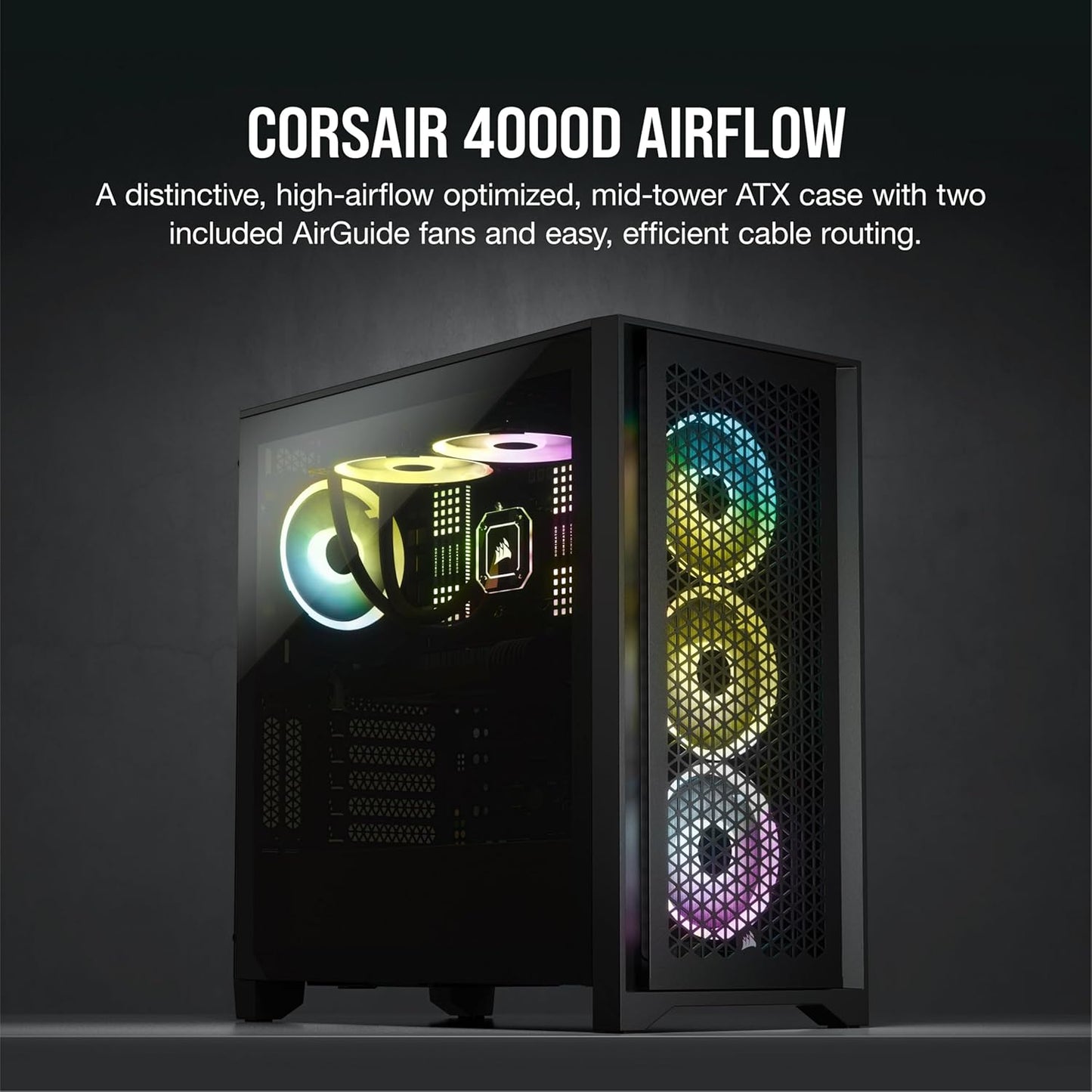 CORSAIR 4000D AIRFLOW Tempered Glass Mid-Tower ATX Case - High-Airflow - Cable Management System - Spacious Interior