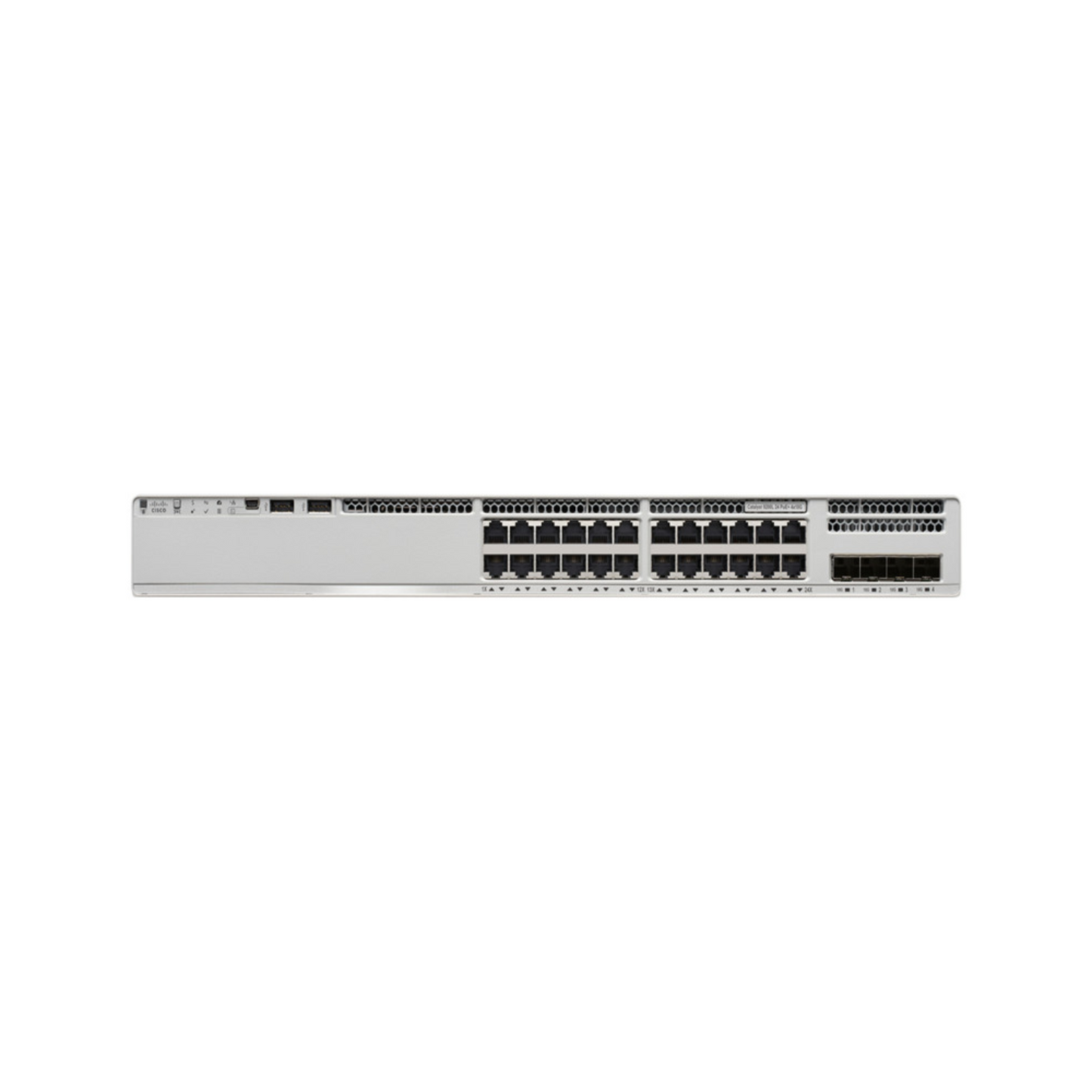 Cisco Catalyst 9200 C9200L-24T-4G front view with 24 Gigabit Ethernet ports and 4x1G SFP uplinks