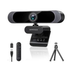 DEPSTECH 4K Webcam, Ultra HD 1/2.55” Sony Sensor, 3X Digital Zoom, Dual Noise-Canceling Microphones, Remote Control