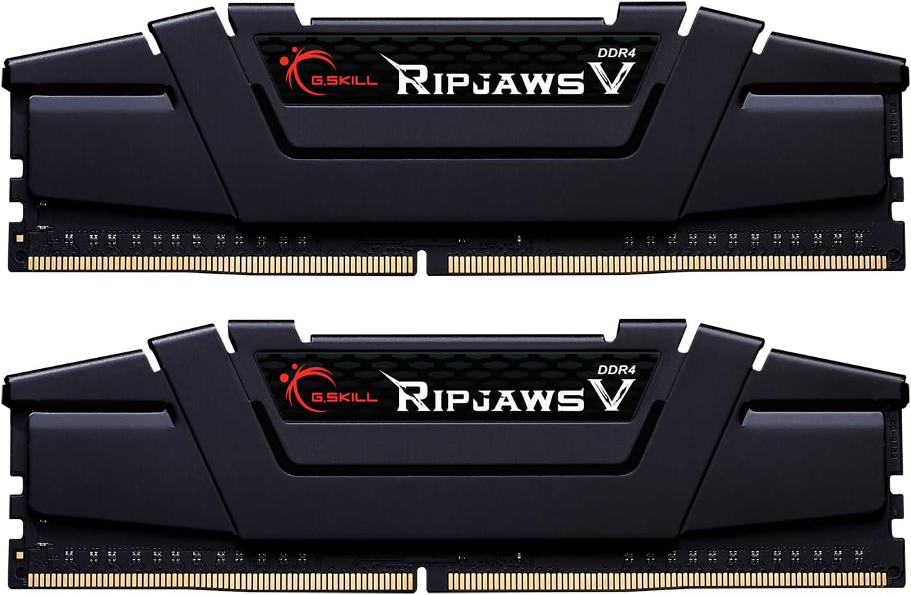 G.SKILL Ripjaws V Series (Intel XMP) DDR4 RAM 16GB (2x8GB) 3200MT/s CL16-18-18-38 1.35V Desktop Computer Memory UDIMM - Black (F4-3200C16D-16GVKB)