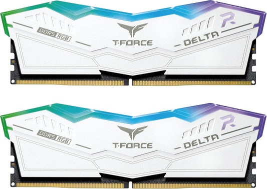 TEAMGROUP T-Force Delta RGB DDR5 Ram 32GB (2x16GB) 6000MHz PC5-48000 CL30 Intel XMP 3.0 & AMD Expo Compatible Desktop Memory Module Ram White FF4D532G6000HC30DC01