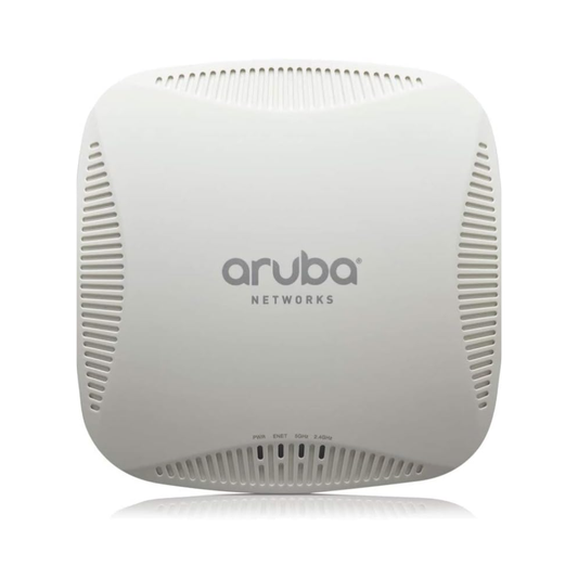 Aruba IAP-205-US indoor wireless access point with a sleek white compact design and status LED indicators.