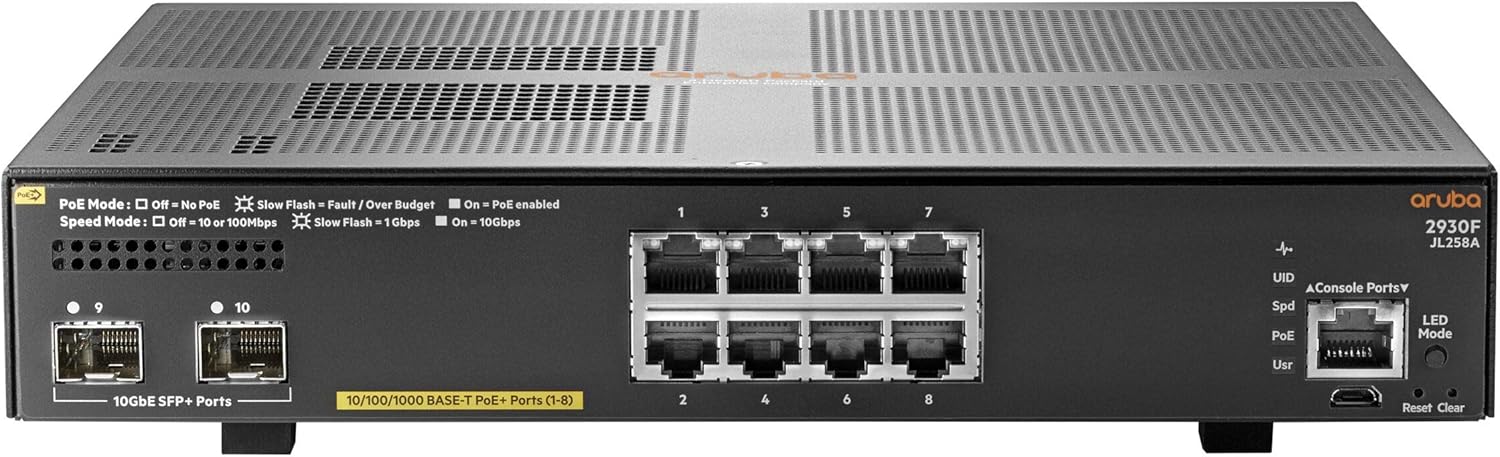 Hewlett Packard Enterprise HPE Aruba 2930F 8G PoE+ 2SFP+ Switch - 8 Ports - Manageable - 3 Layer Supported - Modular - Twisted