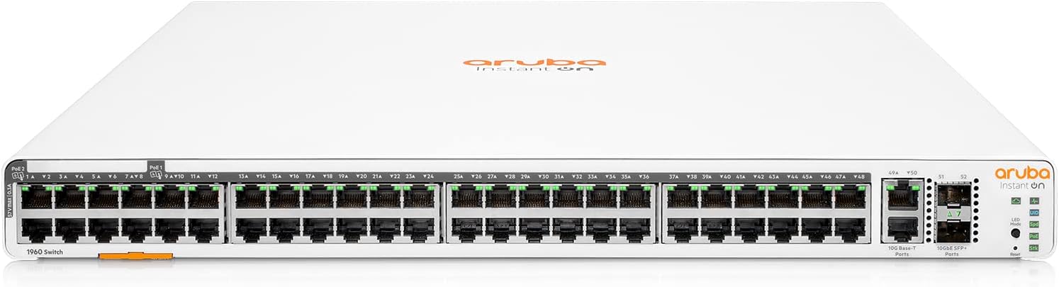 HPE Networking Instant On Switch Series 1960 48-Port Gb Smart-Managed Layer 2+ Ethernet Switch with PoE  (JL809A#ABA)