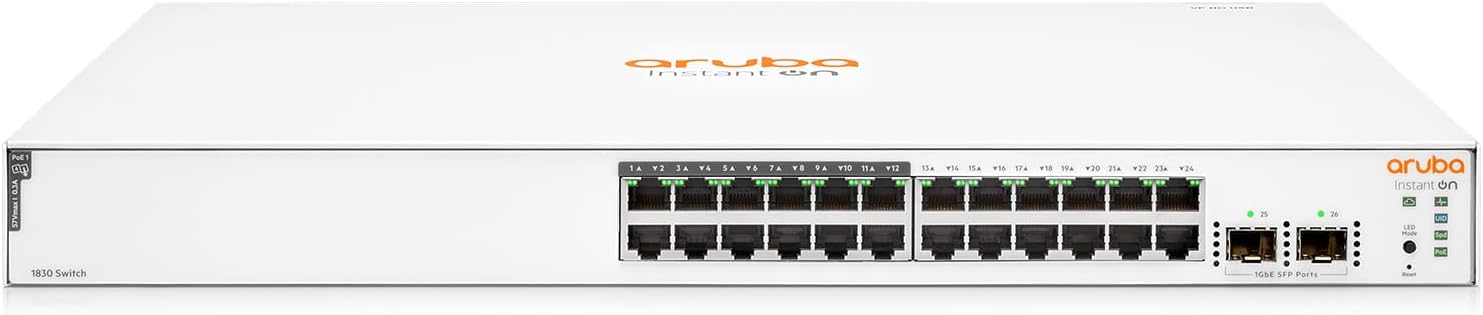 HPE Networking Instant On Switch Series 1830 24-Port Gb Smart-Managed Layer 2 Ethernet Switch (JL813A#ABA)