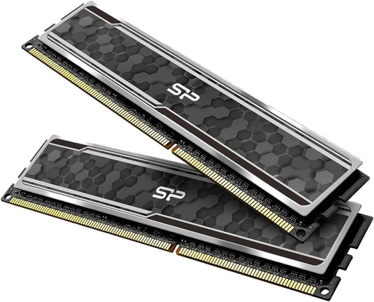 Silicon Power Value Gaming DDR4 RAM 32GB (2x16GB) 3200MHz (PC4 25600) 288-pin CL16 1.35V UDIMM Desktop Memory Module with Heatsink Grey SP032GXLZU320BDAJ7