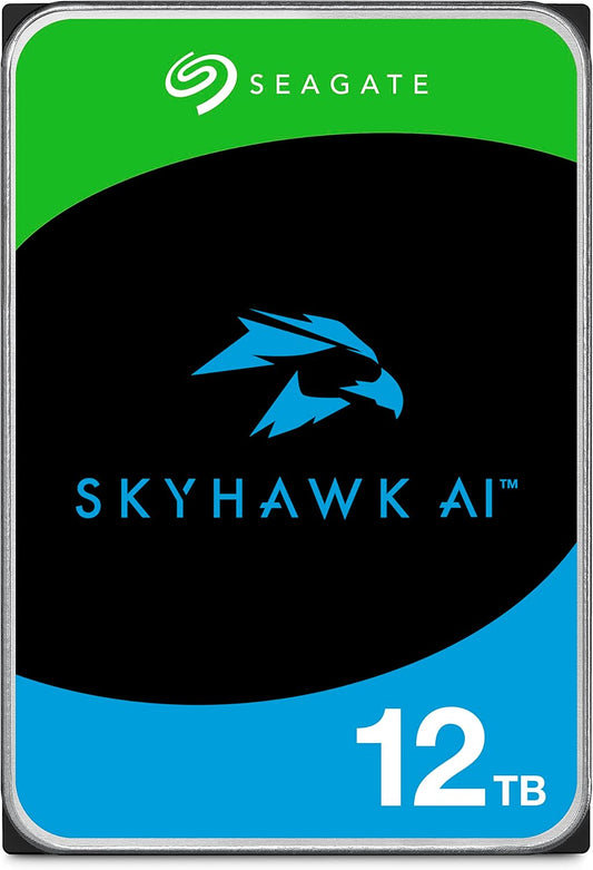 Seagate Skyhawk AI ST12000VE001 12 TB Hard Drive - 3.5" Internal - SATA (SATA/600) - Network Video Recorder, Camera Device Supported - 3 Year Warranty