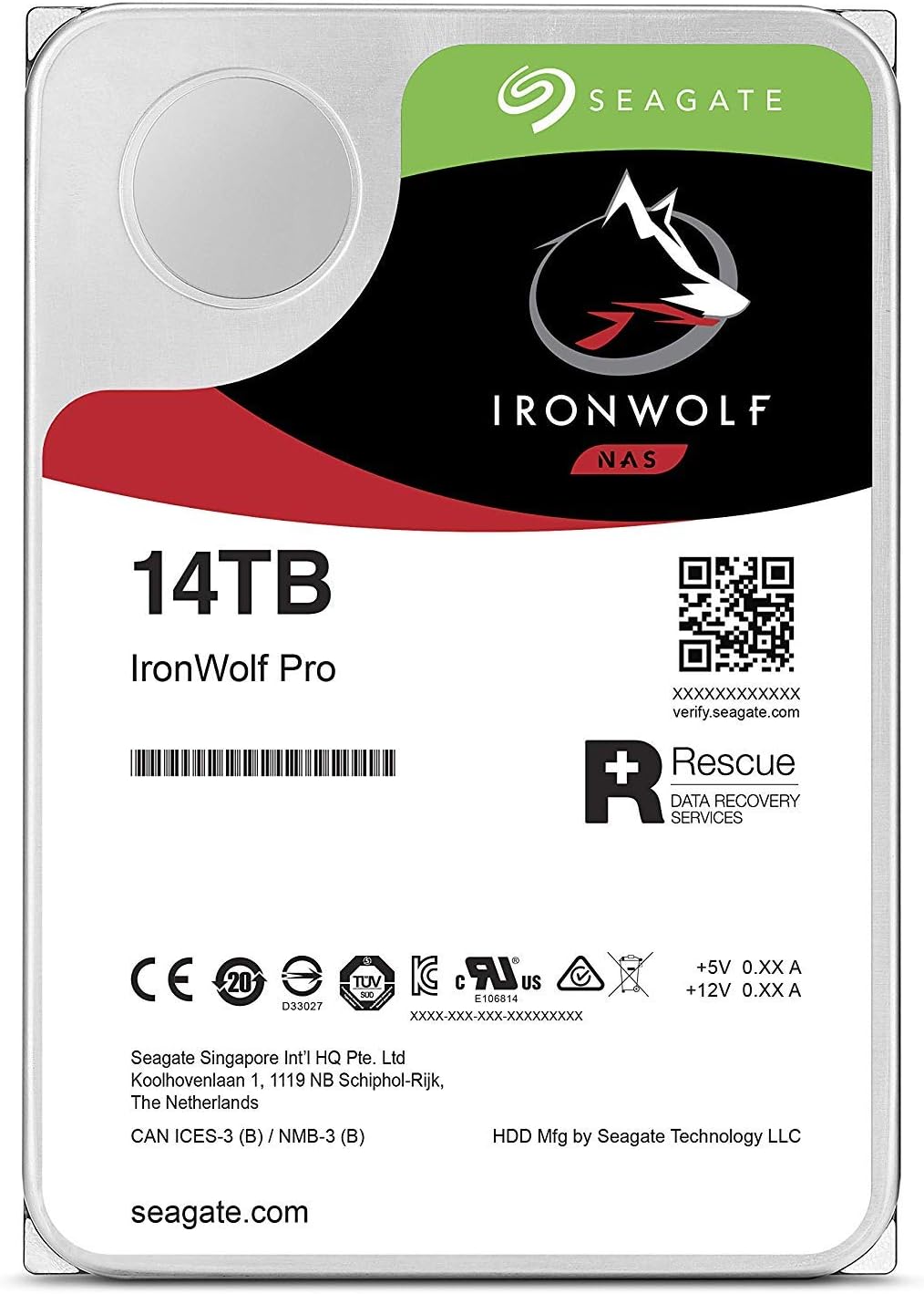 Seagate IronWolf Pro 14 TB NAS RAID Internal Hard Drive - 7,200 RPM SATA 6 Gb/s 3.5-inch (ST14000NE0008)