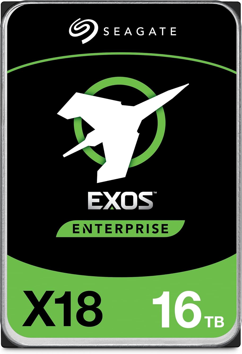 Seagate Exos X18 16TB Enterprise HDD - CMR 3.5 Inch Hyperscale SATA 6Gb/s, 7200 RPM, 512e and 4Kn FastFormat, Low Latency with Enhanced Caching (ST16000NM000J)