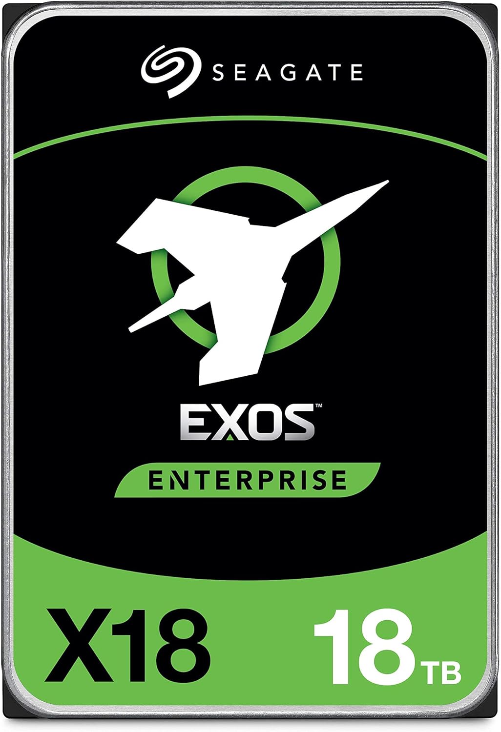 Seagate Exos X18 18TB Enterprise HDD - CMR 3.5 Inch Hyperscale SATA 6Gb/s, 7200 RPM, 512e and 4Kn FastFormat, Low Latency with Enhanced Caching (ST18000NM000J)