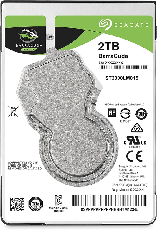 Seagate 2TB BarraCuda SATA 6Gb/s 128MB Cache 2.5-Inch 7mm Internal Hard Drive (ST2000LM015)