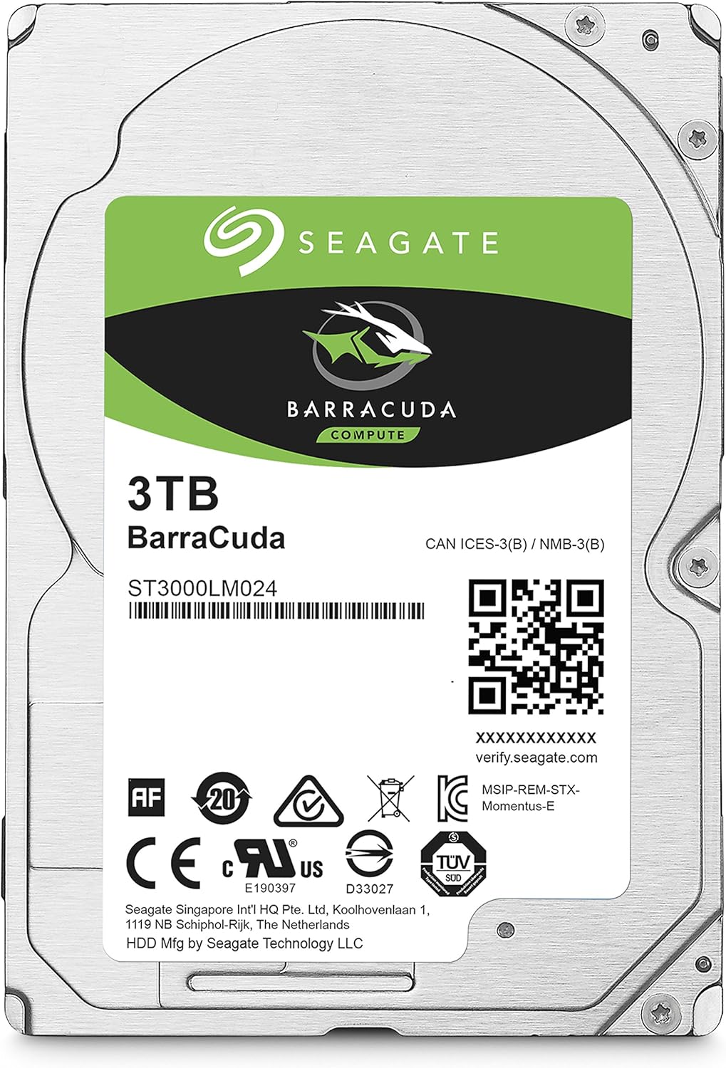 Seagate BarraCuda 3TB Internal Hard Drive HDD – 2.5 Inch Sata 6Gb/s 5400 RPM 128 MB Cache for Computer Desktop PC (ST3000LM024)