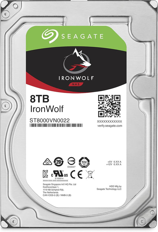 Seagate IronWolf 8Tb NAS Internal Hard Drive HDD – 3.5 Inch SATA 6GB/S 7200 RPM 256MB Cache for Raid Network Attached Storage (ST8000VN0022),Silver