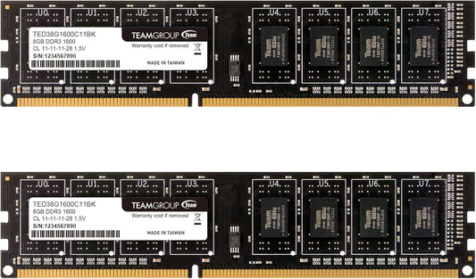 TEAMGROUP Elite DDR3 16GB Kit (2x8GB) 1600MHz (PC3-12800) CL11 Unbuffered Non-ECC 1.5V UDIMM 240 Pin PC Computer Desktop Memory Module Ram Upgrade - TED316G1600C11DC01