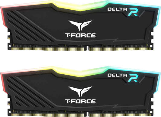 TEAMGROUP T-Force Delta RGB DDR4 32GB (2x16GB) 3600MHz (PC4-28800) CL18 Desktop Gaming Memory Module Ram TF3D432G3600HC18JDC01 - Black