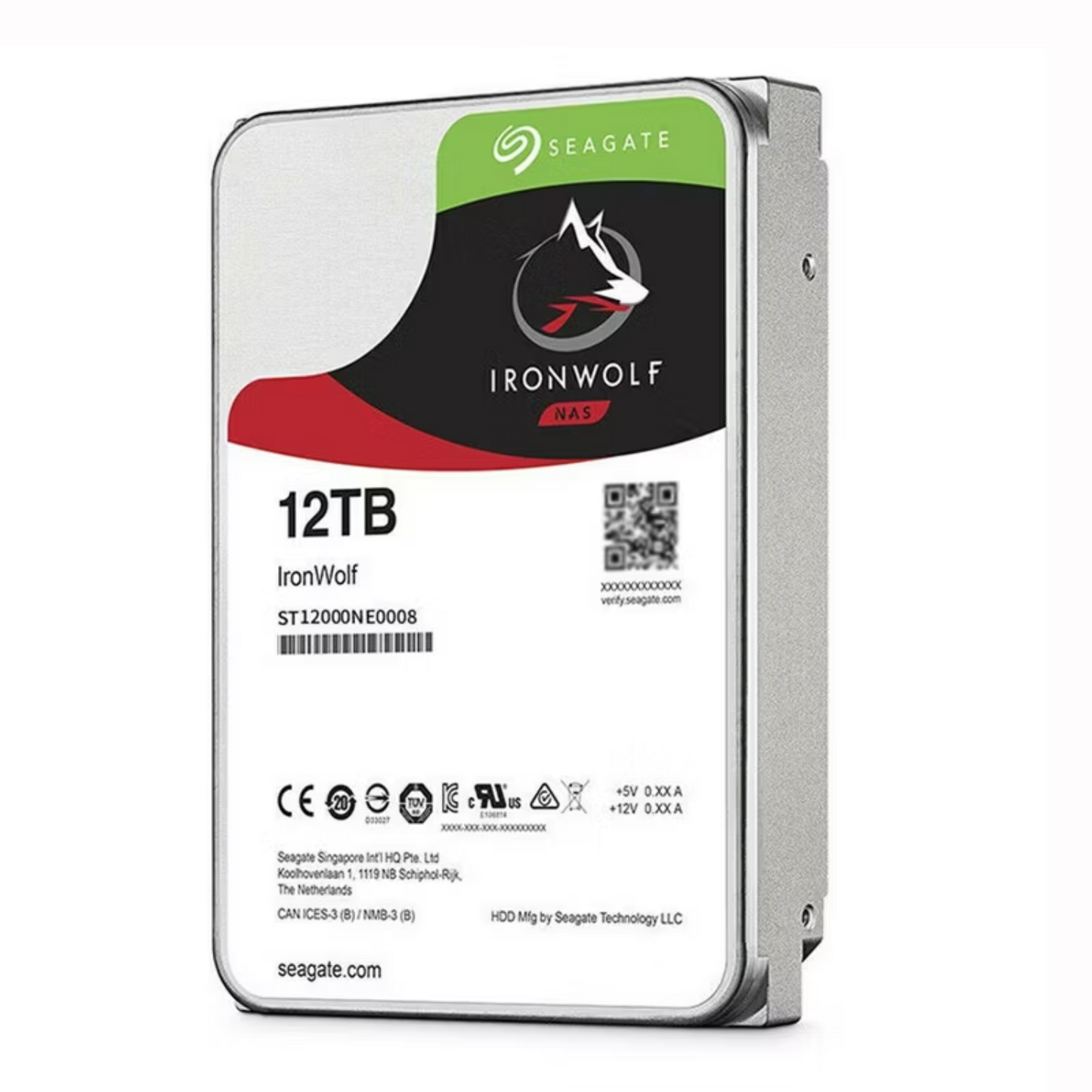 Seagate IronWolf Pro ST12000NE0008 12 TB Hard Drive - 512E Format - SATA 600-3.5" Drive - Internal - 7200RPM - 256 MB Buffer - Hot Pluggable