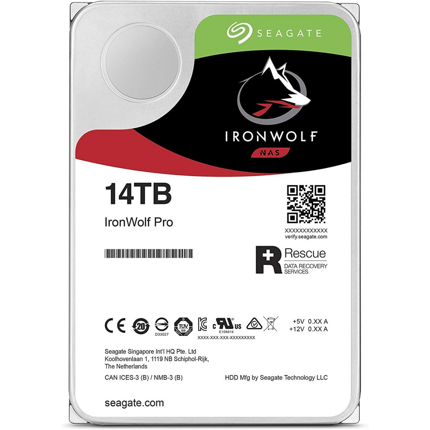 Seagate IronWolf Pro 14 TB NAS RAID Internal Hard Drive - 7,200 RPM SATA 6 Gb/s 3.5-inch (ST14000NE0008)