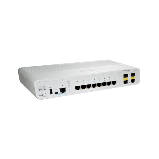 Cisco WS-C2960C-8TC-L compact managed switch with 8 Fast Ethernet ports and dual-purpose uplinks