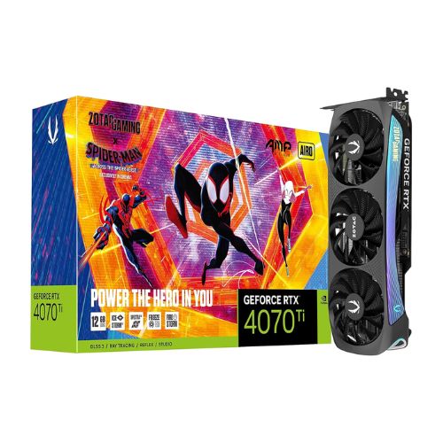 ZOTAC Gaming GeForce RTX 4070 Ti AMP AIRO Spider-Man: Across The Spider-Verse Inspired Graphics Card Bundle - ZT-D40710F-10SMP