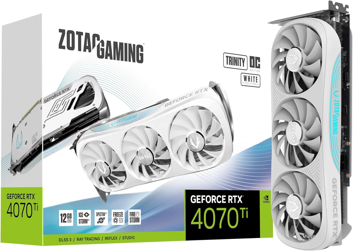 ZOTAC Gaming GeForce RTX 4070 Ti Trinity OC White Edition DLSS 3 12GB GDDR6X 192-bit 21 Gbps PCIE 4.0 Gaming Graphics Card, IceStorm 2.0 Advanced Cooling, Spectra 2.0 RGB Lighting, ZT-D40710Q-10P