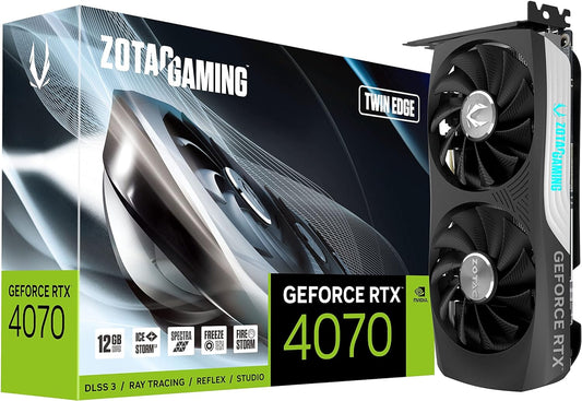 ZOTAC Gaming GeForce RTX 4070 Twin Edge DLSS 3 12GB GDDR6X 192-bit 21 Gbps PCIE 4.0 Compact Gaming Graphics Card, IceStorm 2.0 Advanced Cooling, Spectra RGB Lighting, ZT-D40700E-10M