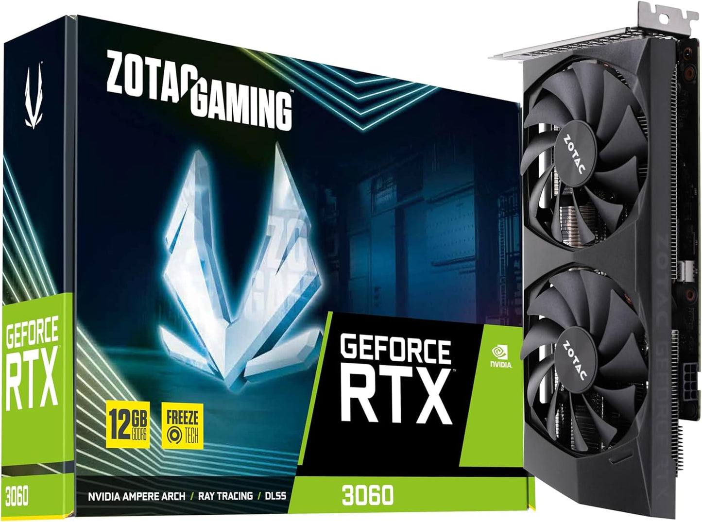 ZOTAC Gaming GeForce RTX™ 3060 12GB GDDR6 192-bit 15 Gbps PCIE 4.0 Compact Gaming Graphics Card, Active Fan Control, Freeze Fan Stop, ZT-A30600P-10M