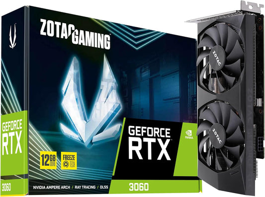 ZOTAC Gaming GeForce RTX™ 3060 12GB GDDR6 192-bit 15 Gbps PCIE 4.0 Compact Gaming Graphics Card, Active Fan Control, Freeze Fan Stop, ZT-A30600P-10M