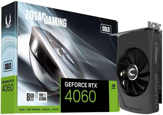 Zotac Gaming GeForce RTX 4060 8GB Solo DLSS 3 8GB GDDR6 128-bit 17 Gbps PCIE 4.0 Super Compact Gaming Graphics Card, ZT-D40600G-10L